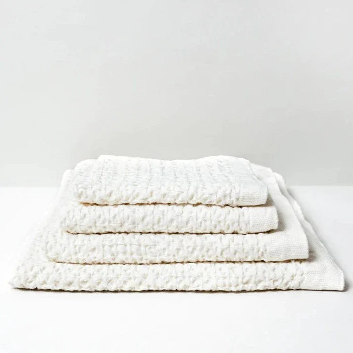 Lattice Linen Waffle Towel, Ivory