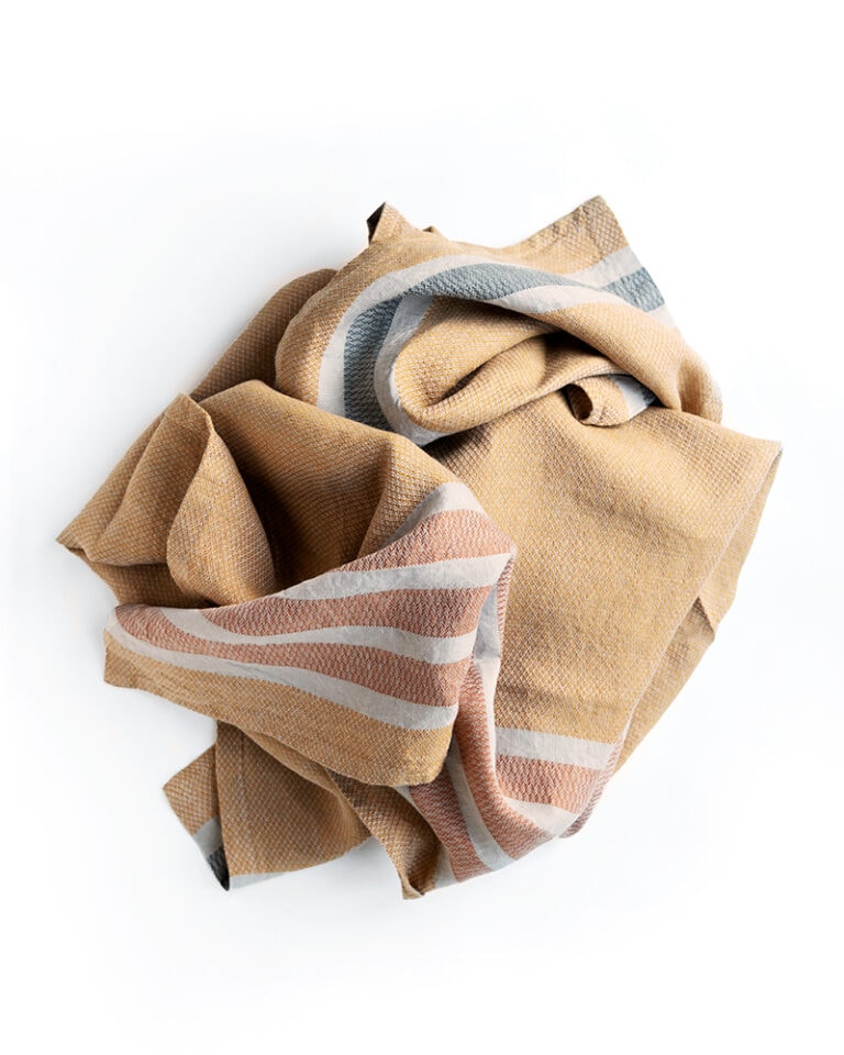 Oversized Linen Striped Bath Towel - Amber
