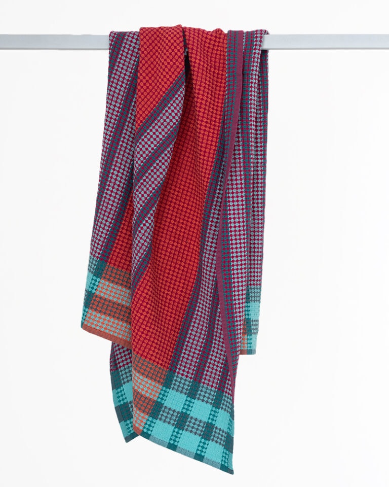 Scout Towel - Organic Cotton - Raspberry and Aqua