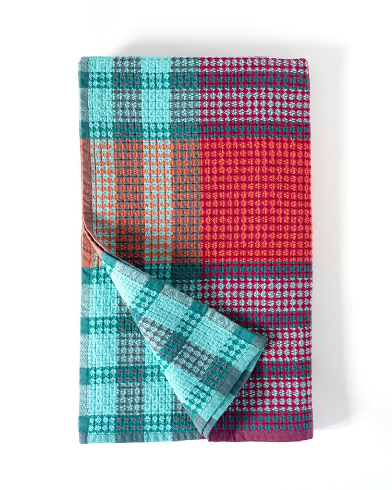 Scout Towel - Organic Cotton - Raspberry and Aqua