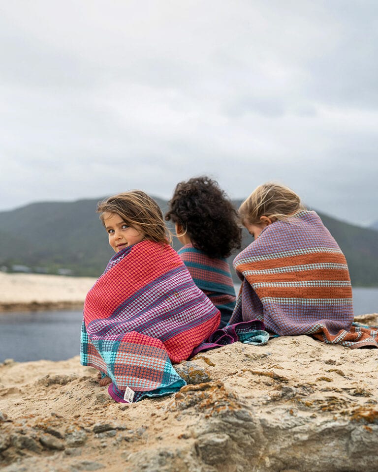 Scout Towel - Organic Cotton - Raspberry and Aqua