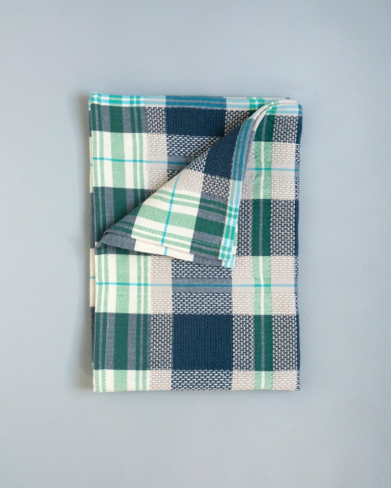 Plaid Cotton Kitchen Towel - Cobalt