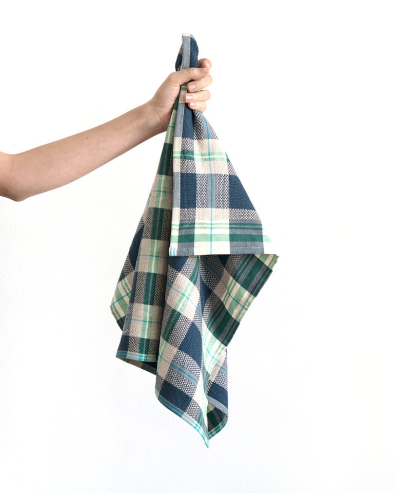Plaid Cotton Kitchen Towel - Cobalt