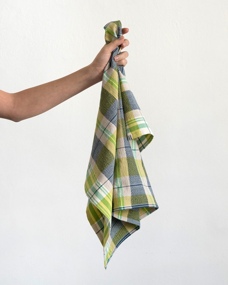 Plaid Cotton Kitchen Towel - Dill