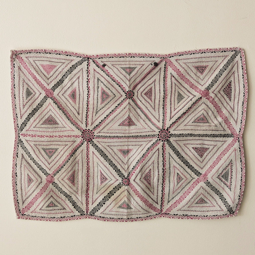Small Vintage Kantha - Pink & Grey