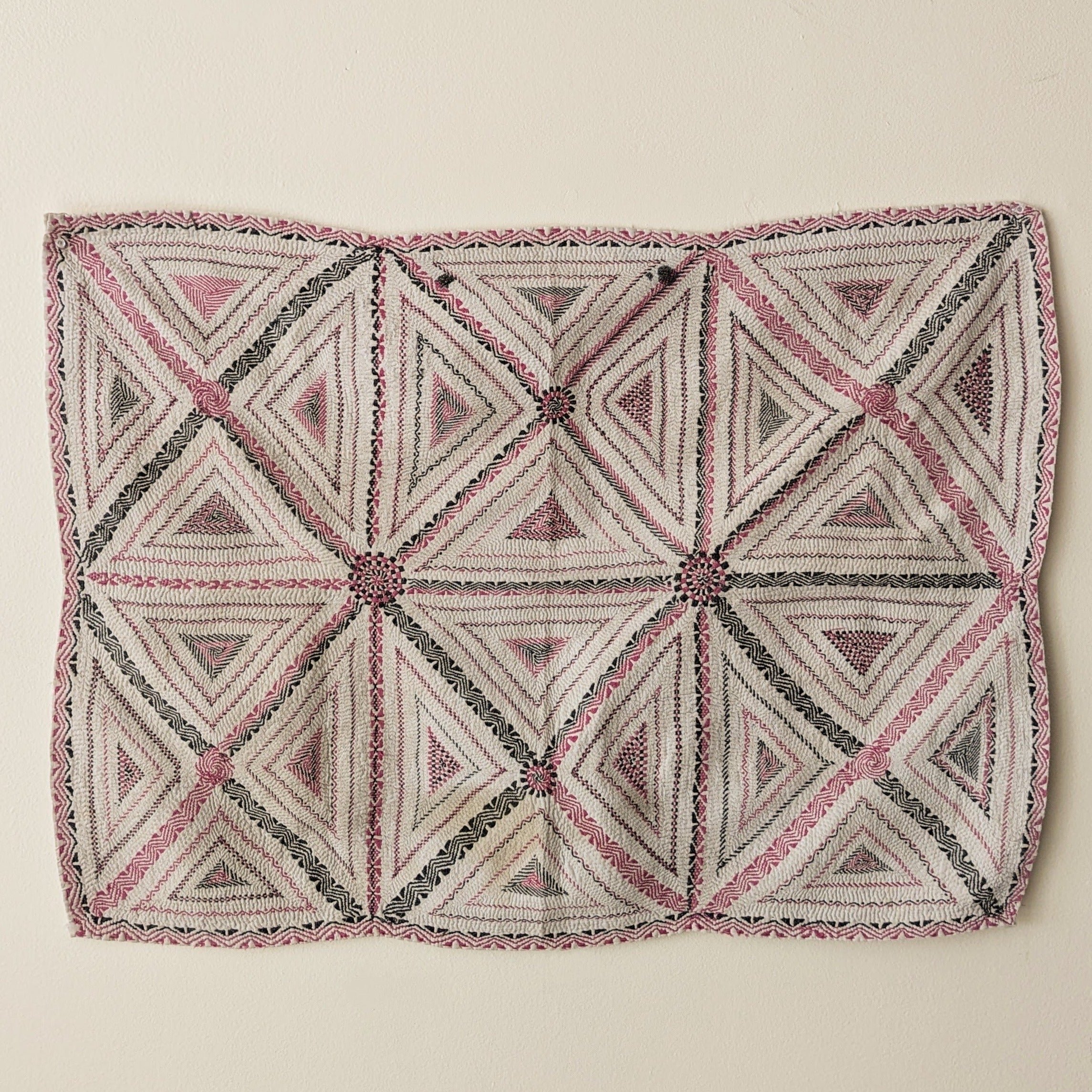 Small Vintage Kantha - Pink & Grey