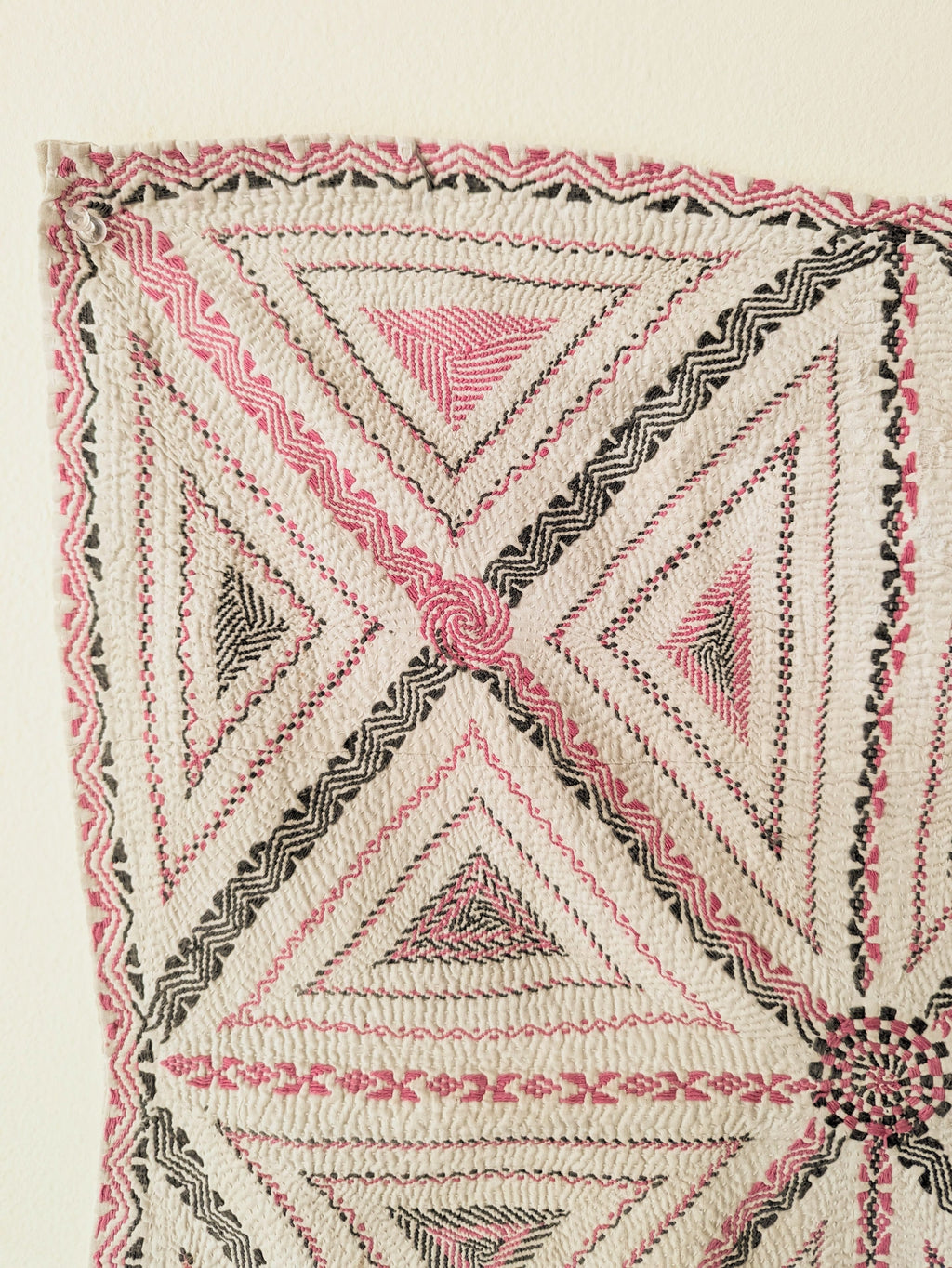 Small Vintage Kantha - Pink & Grey