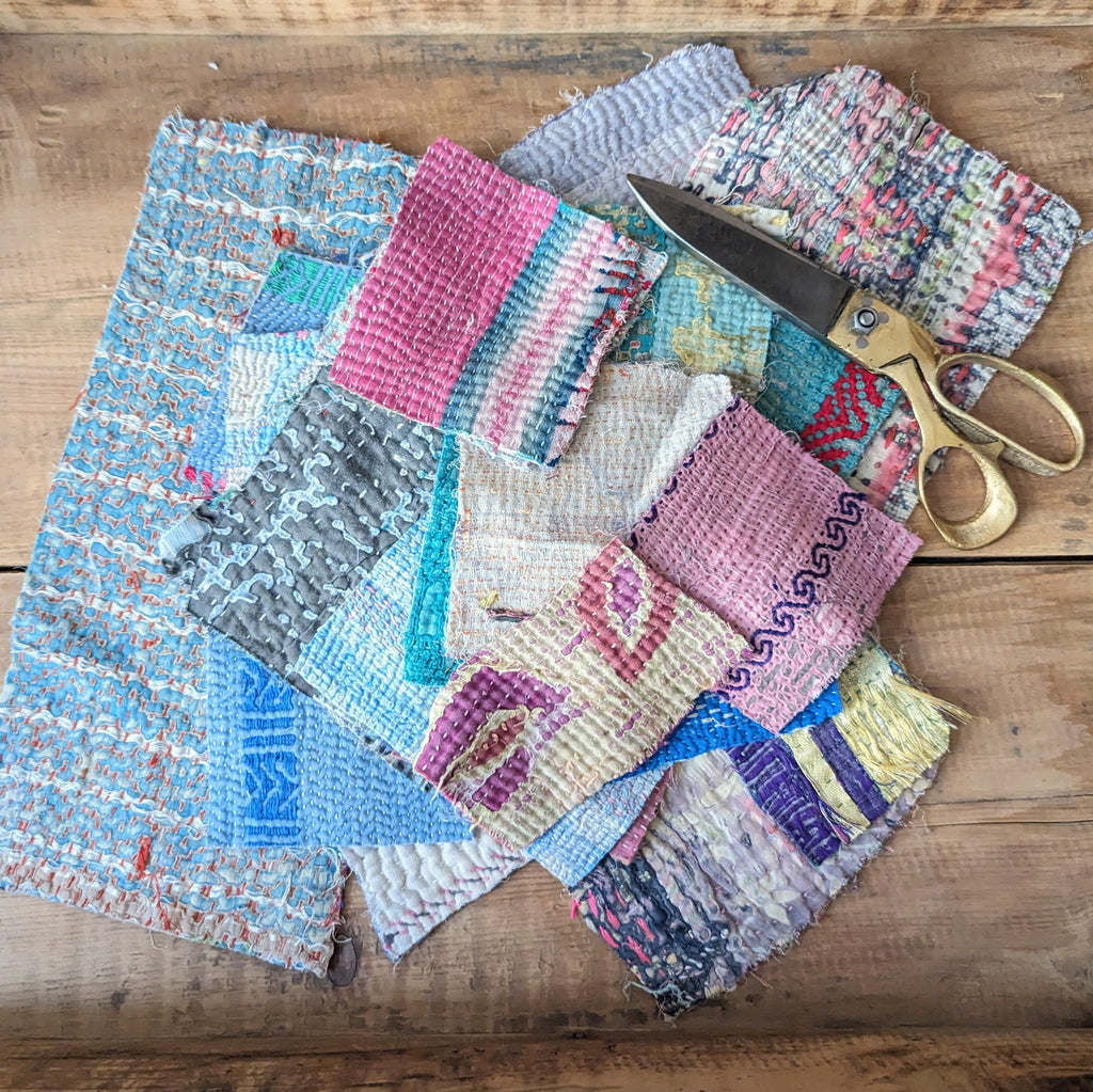 Kantha Quilt Remnant Set